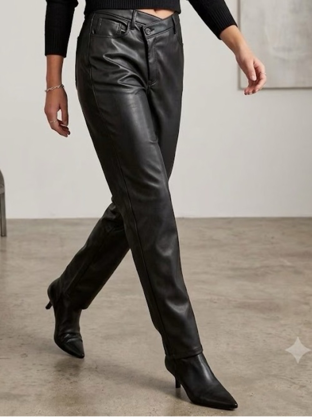 Abercrombie & Fitch Cross Waist Faux Leather Pants Black 27 / 4